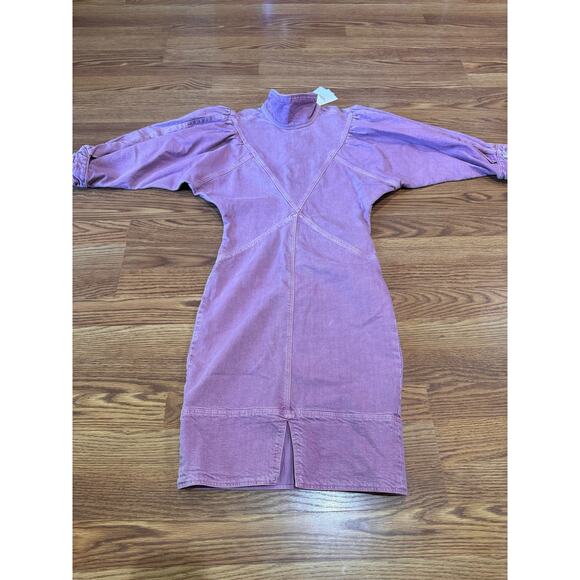 ISABEL MARANT ÉTOILE PUFF SLEEVE DENIM DRESS IN PINK size 34 / us XS - Picture 14 of 15